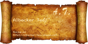 Albecker Teó névjegykártya